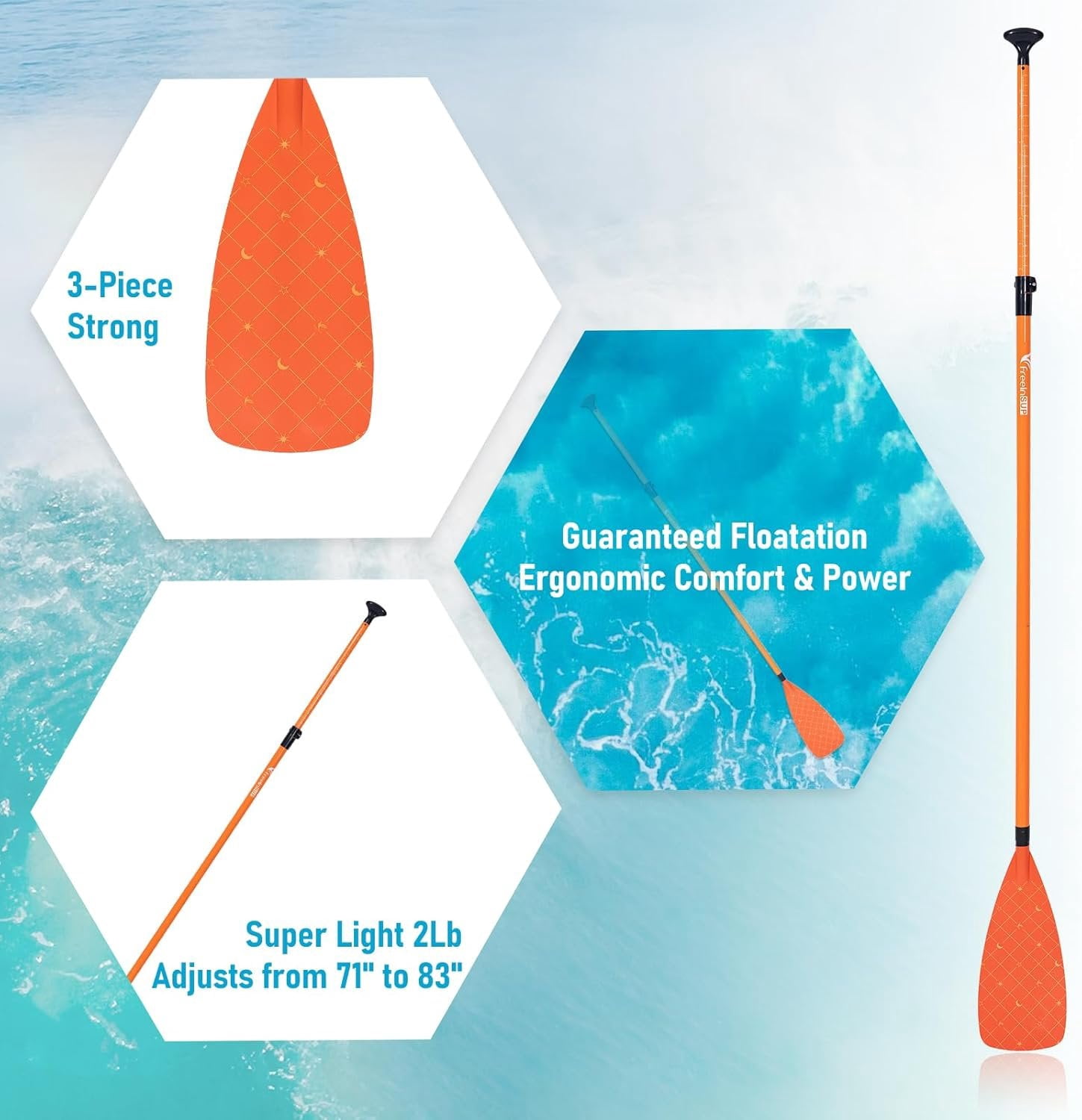 Fiberglass Paddle Board Paddle Effortless Adjustment & Transport Sup Paddle Lever Lock Kayak Paddle