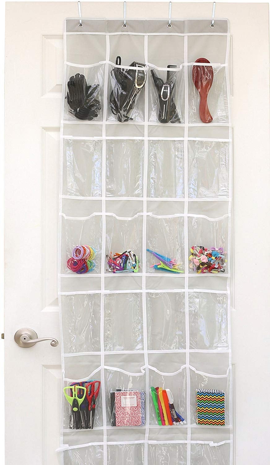 walmart plastic shoe rack on 24 Pockets Simplehouseware Crystal Clear Over The Door Hanging Shoe Organizer Gray 64 X 19 Walmart Com Walmart Com