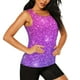 thumbnail image 2 of Fotbe Purple Glitter Blusas Sin Mangas para Mujer – Estilo Casual, Corte Suelto, Slim-Fit, Cuello Redondo Deportivo, Tops de Verano para Gimnasio y Yoga-Medium, 2 of 7