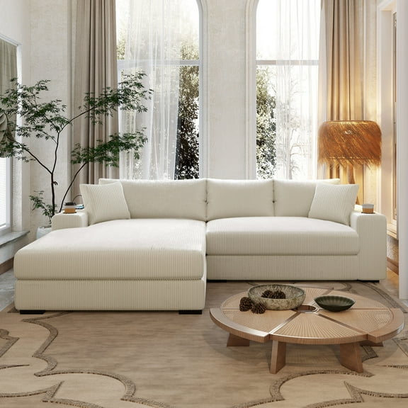 Christopher Knight Home Modern L-Shaped Sectional Sofa with Cup Holders & Charging Ports, Beige