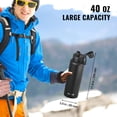 thumbnail image 4 of VEVOR 40 oz Insulated Water Bottle, Stainless Steel Camping & Hiking Hydration Flask with Wide Mouth Lid, Sports Coffee Cup Double Walled, Leakproof, for Indoor/Outdoor Use, FDA Listed,Black, 4 of 9