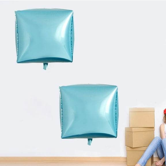 HEMOTON  5 Pcs Aluminum Film Balloon 4d Birthday Decorations Square Foil Balloons Sky-blue