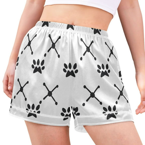 joogoo Women's Pajama Lounge Shorts Dog Paw Prints Bottoms Sleep Short M