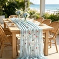thumbnail image 5 of PoyoKee Sheer Table Runner, 118" x 28" Floral Embroidered Table Cloth, Sheer Organza Tablecloth Party Decorations for Kitchen and Dining, Home Decor, 5 of 6