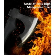 JXE JXO 13 Camping Hatchet, 1065 High Manganese Steel Axe with Hickory Handle and Leather Sheath, Compact Outdoor Tool