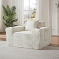 thumbnail image 2 of Leumius Single Cloud Sofa,Boneless Accent Chair with Cupholders,Upholstered Corduroy Fabric Modern Armchair with Deep Seats for Living Room Bedroom,White, 2 of 7