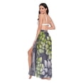 thumbnail image 3 of FORMRS Womens Long Sarong Beach Wrap Semi-Sheer Bikini Skirt Bathing Swimsuit Cover Up, Gray Floral, 3 of 7