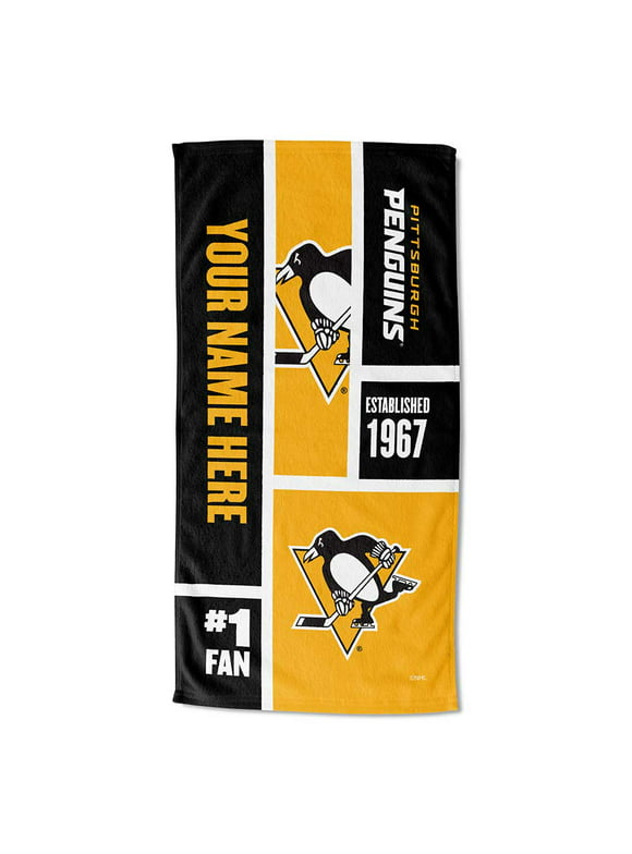 Pittsburgh Penguins NHL Colorblock Personalized Beach Towel, 30" x 60"