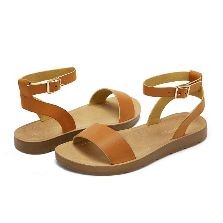 Andet patron Kompatibel med DREAM PAIRS Women's Cute Open Toes One Band Ankle Strap Summer Flat Sandals  TAN/PU ELENA-5 size 6.5 - Walmart.com