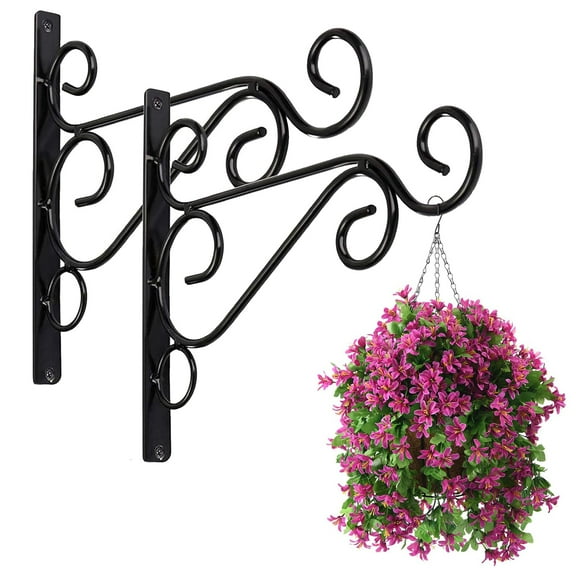 Ywuzuh Metal Fence Wall Plant Hanger Hooks Under $5,11.8in Garden Gifts Decorative Hook for Bird Feeders, Lanterns, Wind Chimes, Planters, Flower Pot, Outdoor Indoor Decor