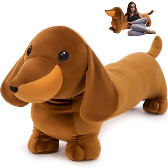 Tezituor 43.3'' Dachshund Dog Stuffed Animal Giant Weiner Dog Body Pillow Plush Toy