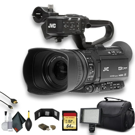 Image of JVC UHD 4K Streaming Camcorder W/ 64GB Memory Card HDMI Cable Case LED Light Cleaning Kit and more. Professional Bundle