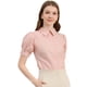 thumbnail image 1 of Camisa abotonada Allegra K de oficina de trabajo de algodón con cuello de manga abullonada Rosa oscuro XL, 1 of 6