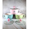 thumbnail image 3 of Microwavable Ceramic Noodle Bowl with Handle and Glass Lid Cute Cartoon, 3 of 11