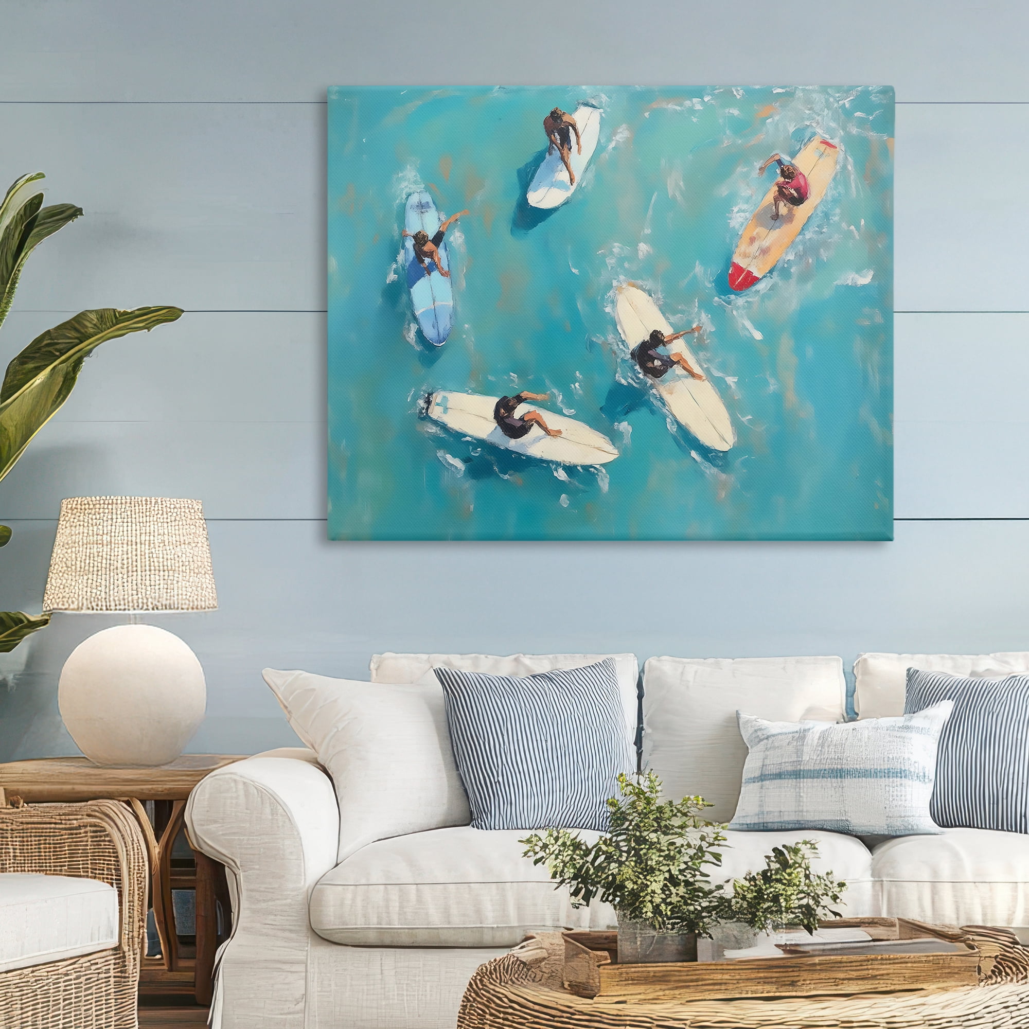 Stupell Industries Group of Surfers at Sea Canvas Wall Art, design by LSR Design Studio