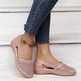 thumbnail image 4 of Wedge Sandals for Women Closed Toe Solid Color Hollow Out Sandals Soft On Arch Support Summer Flat Shoes, 42, 4 of 8