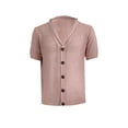 thumbnail image 2 of Liacowi Men Summer Knit Tops Cual Short Sleeve Lapel Collar Button Down Shirts Solid Color Tops, 2 of 8