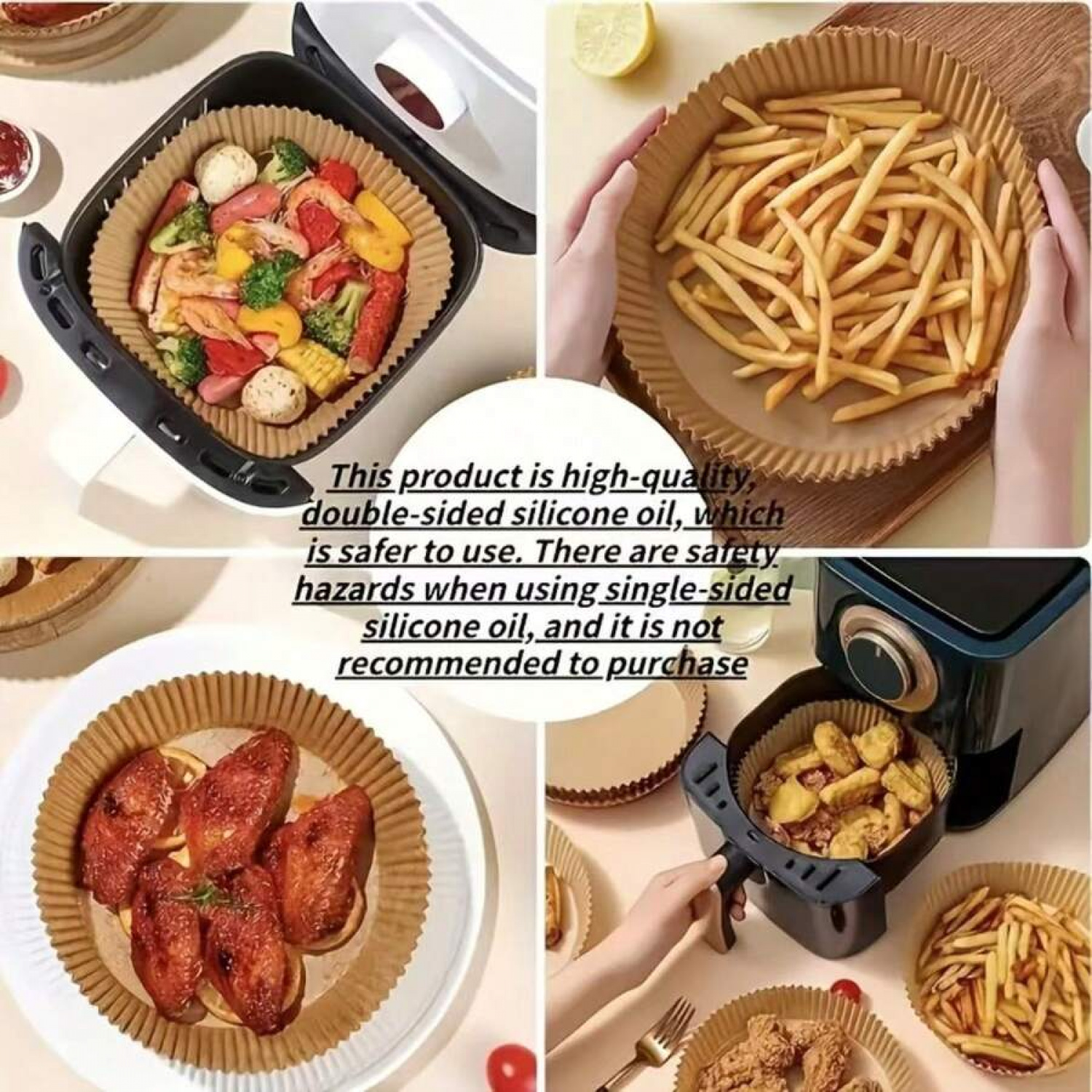 100pcs, Square Disposable Air Fryer Liners (6.3in/8in), Paper Air Fryer Liner Pots, Paper Basket Bowls, Baking Trays, Oven Accessories, Baking Tools