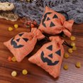 thumbnail image 4 of 10 piezas Halloween manojo boca calabaza arpillera bolsa con cordón imitación lino regalo caramelo bolsa de almacenamiento, 4 of 5