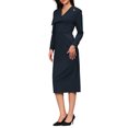 thumbnail image 4 of INSPIRE CHIC Women's Elegant Pencil Dress Lapel V Neck Long Sleeve 2025 Trendy Work Knee Length Dresses L Navy Blue, 4 of 5