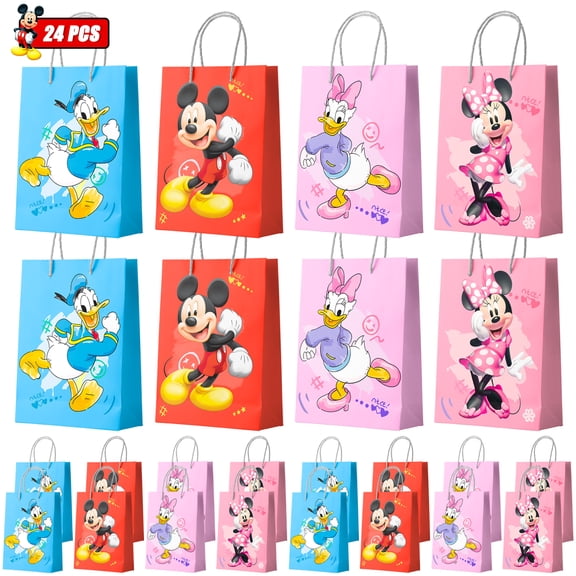 Mickey Minnie Gift Bags - 24pcs Mickey Minnie Party Bags, Mickey Minnie Gift Bags, Mickey Minnie Candy Bags for Boys/Girls Children's Mickey Minnie Theme Birthday Party Decoration Supplies