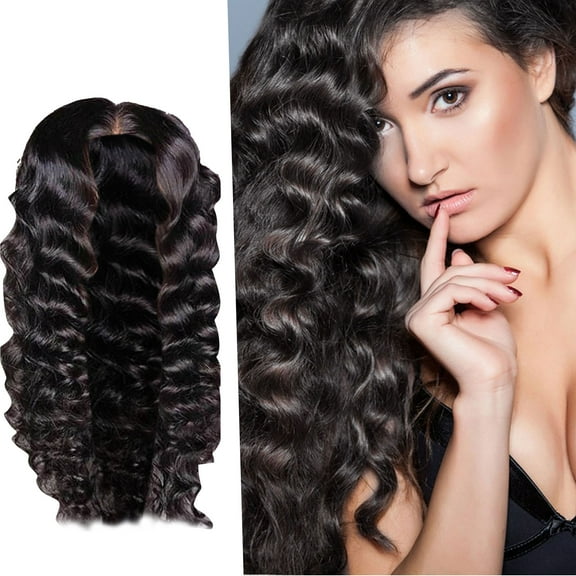 26 Inch Deep Human Hair Wig Glueless Wavy Wig 180% Density for Women Small Curly Hair Style