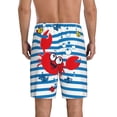 thumbnail image 3 of Kdxio Red Funny Crab on Blue Stripe Print Mens Sleep Shorts Bottoms Soft Comfy Pajama Wear Pants with Drawstring Pockets, 3 of 7