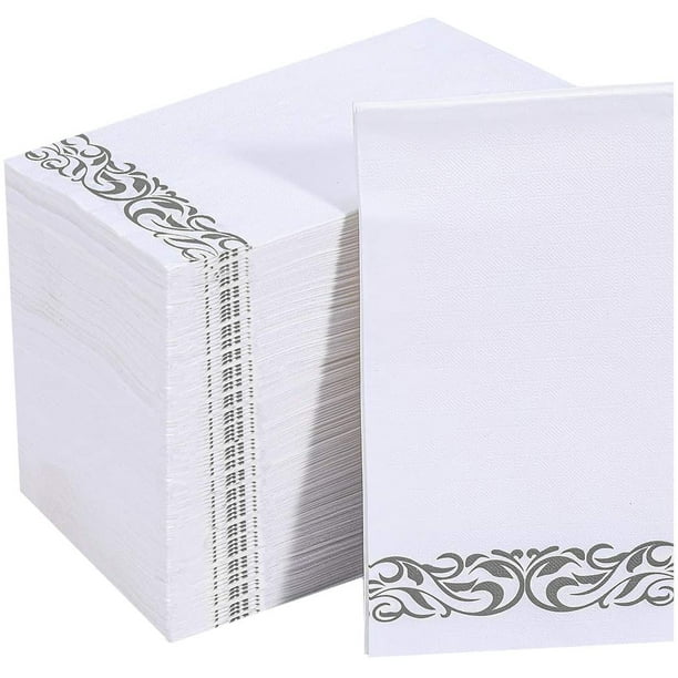 Vplus Paper Napkins, Guest Towels, Silver, 200 Pack