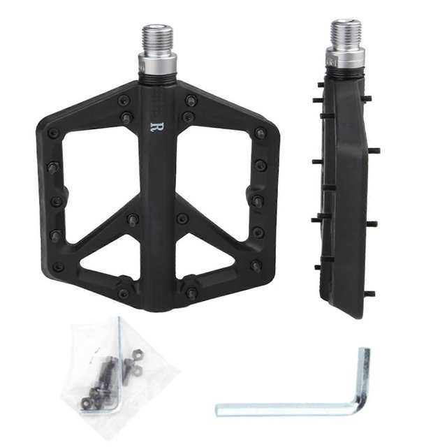 Bicycles Pedals Nonslip Wide Platform Bikes Flat Pedals 9/16Inch Thread Sealed Bearing Dustproof Mountain Bikes Pedals Red