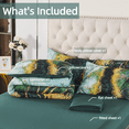 thumbnail image 4 of PERFEMET Full  Comforter Set-6 Pieces Green Marble Comforter Bedding Set Bed in a Bag with Sheets Pillow Cover for All Season(Green,Full), 4 of 9