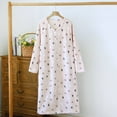 thumbnail image 2 of Women's Thin Bathrobe Long Sleeve Crewneck Graphic Pullover Robe Pajamas Home Wear Pink L, 2 of 9