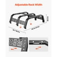 thumbnail image 3 of KFFKFF Overland Truck Bed Rack, 49.2-67.9 in Width, Adjustable Overland Bed Cargo Rack with Sidebar, 900 lbs Static Capacity, Heavy Duty Steel, for Mid-Size Trucks, 3 of 9