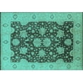 thumbnail image 1 of Ahgly Company Machine Washable Indoor Rectangle Oriental Turquoise Blue Traditional Area Rugs, 7' x 10', 1 of 4