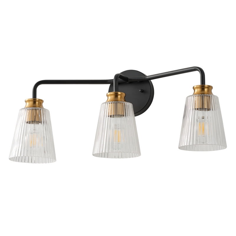 22.24" Contemporary Vaniy Light, 3-Light Bathroom Light Fixtures with Clear Glass Shades for Bedroom, Hallway & Entryway
