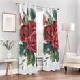 thumbnail image 6 of Red Roses Green Leaves Flowers Blackout Curtain Panels Drapes Privacy Assured with Light Filtering Curtains for Living room Bedroom Bathroom Window, 6 of 6