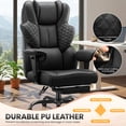 thumbnail image 3 of COOLHUT Big and Tall Office Chair 500lbs, Heavy Duty Ergonomic Office Desk Chair with Deluxe Embossing PU Leather with Footrest, Executive Gaming Chair with Lumbar Support, Black, 3 of 8