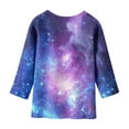 thumbnail image 2 of Galaxy Shirt for Toddler Girls Short Sleeve Starry Print Clothes Outfit Breathable Fashion Girls' Athletic Shirts & Tees,Light Blue,12-13 Years, 2 of 4