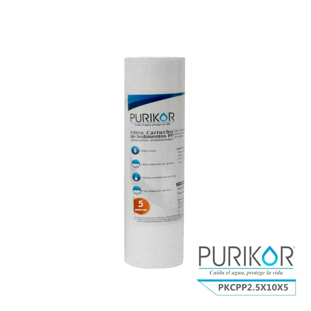 Filtro Cartucho de Polipropileno Termofusionado para reducción de Sedimentos del agua Purikor PKCPP2.5X10X5