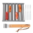 thumbnail image 1 of TidBay Hot Dog Roller Rack with Wooden Handle BBQ Sausage Roller Rack Steamer for Evenly Cooked Hot Dogs 5 Capacity Outdoor Cooking Tool, 1 of 8