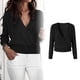 thumbnail image 5 of camiseta de manga larga cruzada para mujer camiseta con cuello en v profundo camiseta de manga larga con cuello en v camiseta de manga larga para mujer Camiseta con cuello en V, 5 of 5
