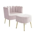 thumbnail image 2 of Castle Place Modern Luxury Upholstered Velvet Chair with Stool, Light Pink, 2 of 5
