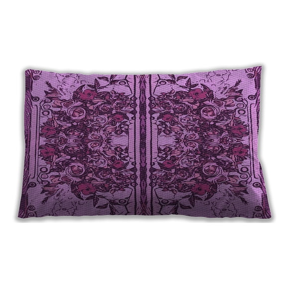 Ahgly Company Patterned Indoor Rectangular Dark Magenta Purple Lumbar Throw Pillow, 13 inch by 19 inch