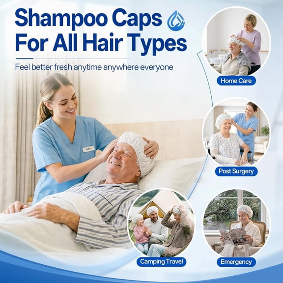 No rinse shampoo cap, suitable for hospital, camping, and home use, portable and no wash design