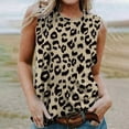 thumbnail image 2 of Summer Saving Wycnly Tank Top for Women Leopard Print Round Neck Sleeveless T Shirts Plus Size Casual Summer Racerback Vest Blouse Khaki S Up to 65% off, 2 of 5