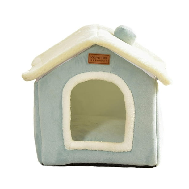 Cama interior semicerrada para gatos, nido para perros y gatos, caseta relajante, casa lavable para gatos, tienda de campaña, cueva para perros pequeñ Verde claro
