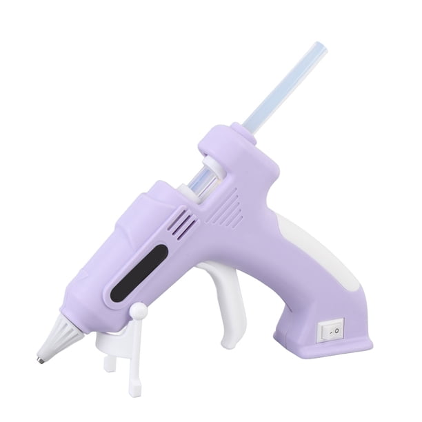 M Buder Pistola de Pegamento Caliente Inalámbrica con 10 Barras, Kit Portátil Bricolaje y Manualidades, Calentamiento 90 Segundos, Morado (16 cm / 6.3 in)