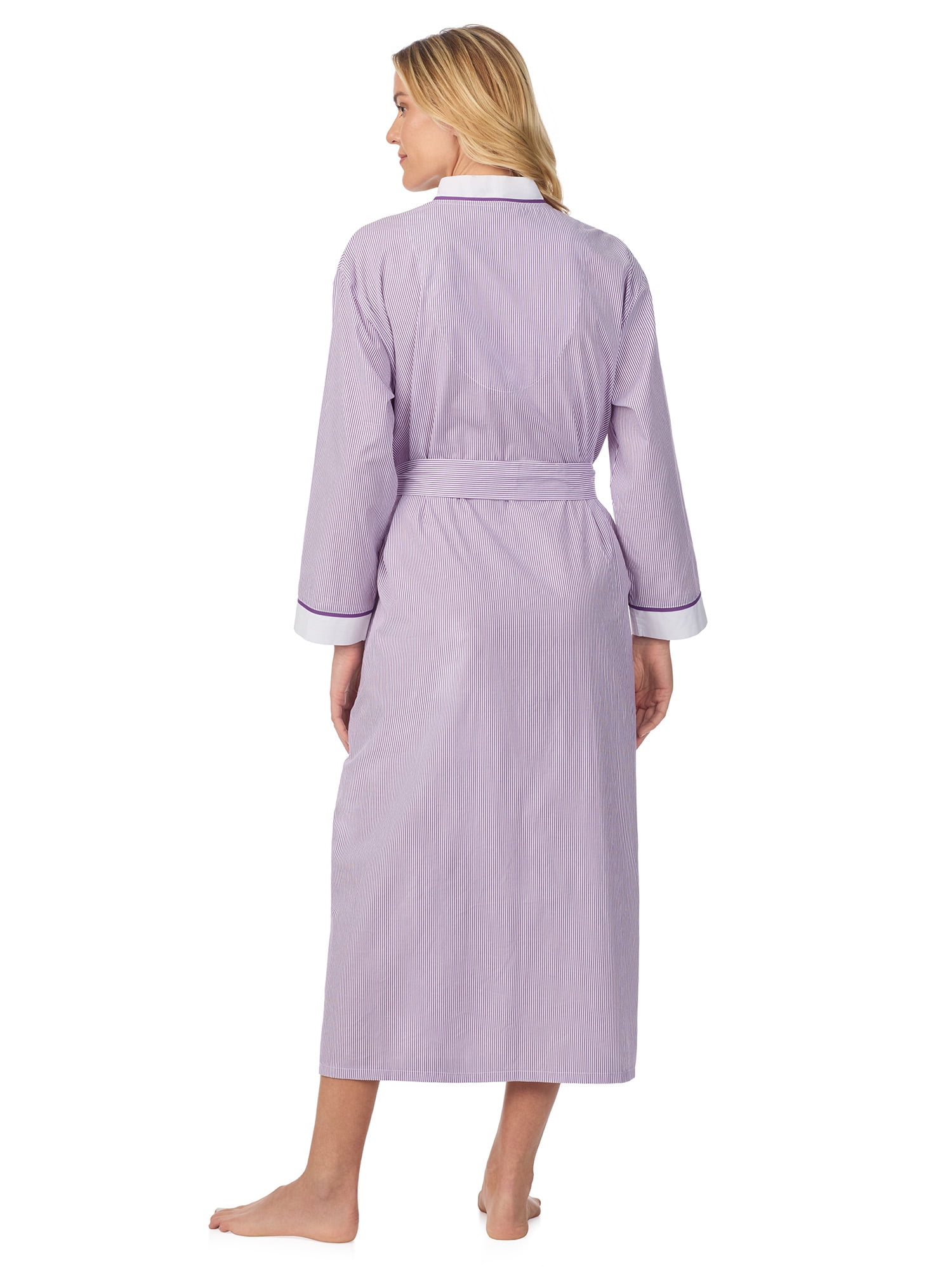 Aria Women's Lightweight Cotton Woven 52" Long Wrap Sleepwear Robe, Sizes XS-5X