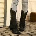 thumbnail image 2 of Fesfesfes Riding Boots For Women High Knight Boots With Fringe Side Zipper Fall/winter Chunky Heel High Boots US:5.5(36), 2 of 9