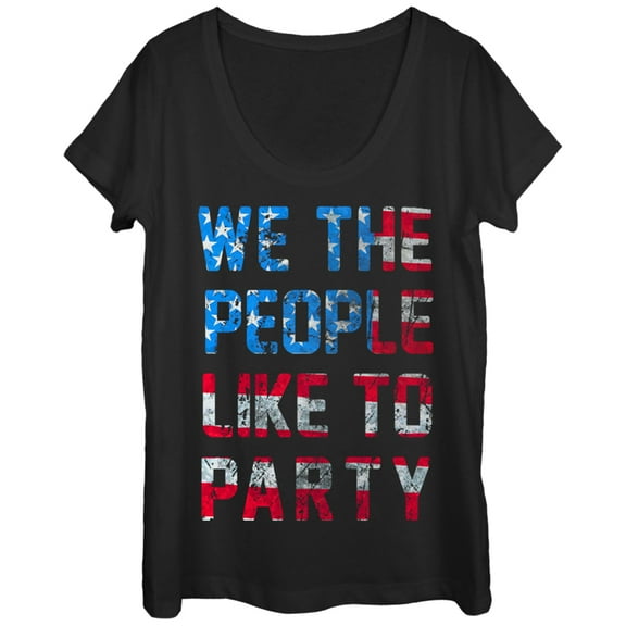 Women's Lost Gods Fourth of July People Like to Party Scoop Neck Black Large