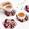 thumbnail image 7 of Pofeuu Buffalo Plaid Love And Gnome Print Leather Coasters Set of 6, Round Cups Mugs Mat Pad for Home Kitchen Heat Resistant Drink Coasters,Hexagon, 7 of 7
